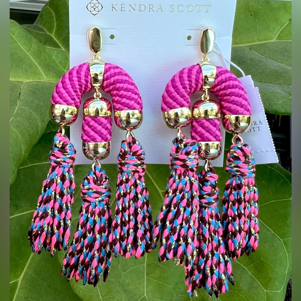 KENDRA SCOTT Masie tassel drop earrings pink gold plated
